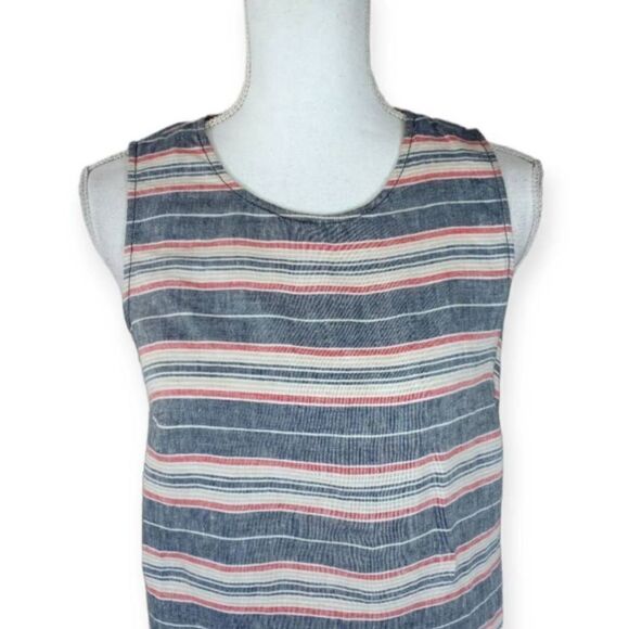 ST. TROPEZ WEST BLUE, RED, & WHITE LINEN DRESS SZ.0 EUC. - Picture 2 of 7